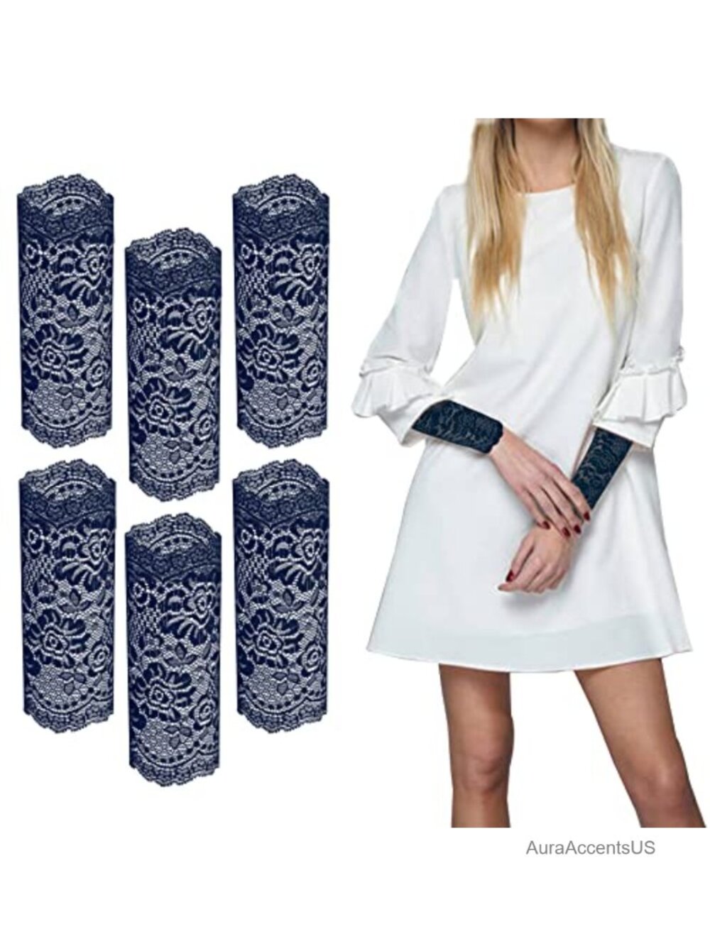Lace Stretch Wrist Arm Cuff Bracelet Sleeve UV Protection for Women One Size